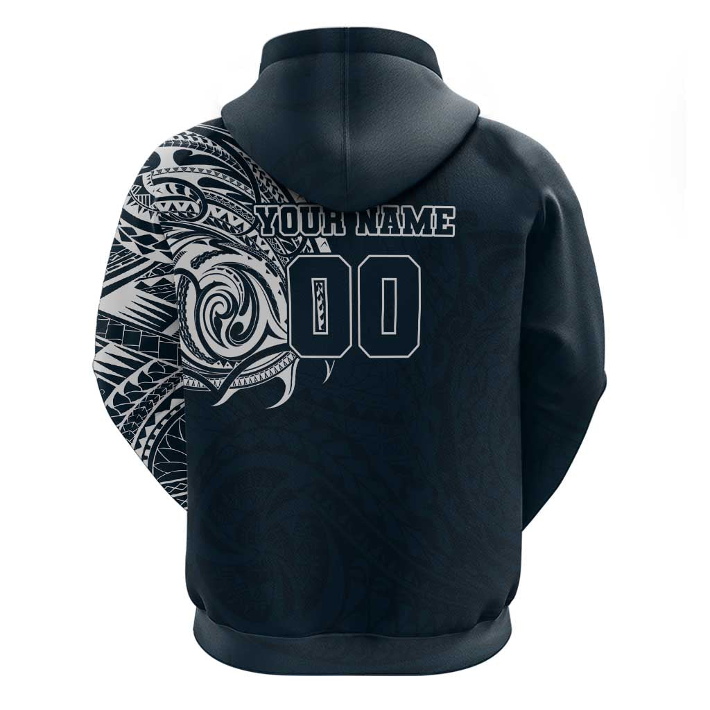 Personalized Carlton Blues Polynesian Zip Hoodie Tribal Chest and Sleeve Tattoo Heritage Warrior