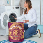 Personalized Brisbane Lions Polynesian Laundry Basket Tribal Chest and Sleeve Tattoo Heritage Warrior