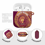 Personalized Brisbane Lions Polynesian AirPods Case Tribal Chest and Sleeve Tattoo Heritage Warrior