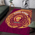 Personalized Brisbane Lions Polynesian Area Rug Tribal Chest and Sleeve Tattoo Heritage Warrior