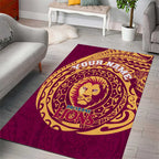 Personalized Brisbane Lions Polynesian Area Rug Tribal Chest and Sleeve Tattoo Heritage Warrior