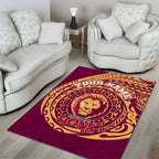 Personalized Brisbane Lions Polynesian Area Rug Tribal Chest and Sleeve Tattoo Heritage Warrior