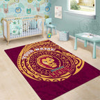 Personalized Brisbane Lions Polynesian Area Rug Tribal Chest and Sleeve Tattoo Heritage Warrior
