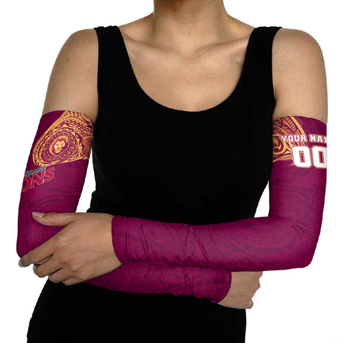 Personalized Brisbane Lions Polynesian Arm Sleeves Tribal Chest and Sleeve Tattoo Heritage Warrior