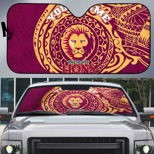 Personalized Brisbane Lions Polynesian Auto Sun Shade Tribal Chest and Sleeve Tattoo Heritage Warrior
