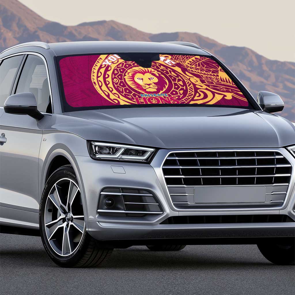 Personalized Brisbane Lions Polynesian Auto Sun Shade Tribal Chest and Sleeve Tattoo Heritage Warrior