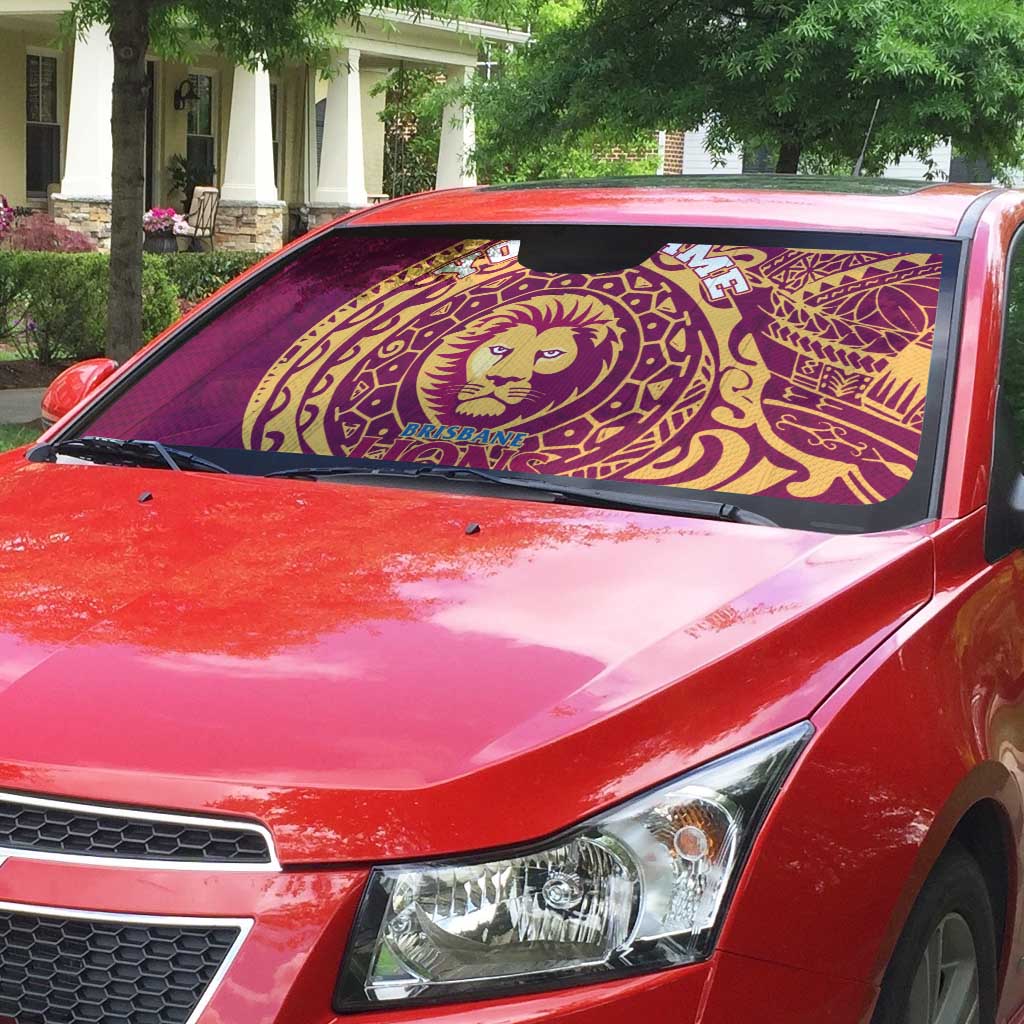 Personalized Brisbane Lions Polynesian Auto Sun Shade Tribal Chest and Sleeve Tattoo Heritage Warrior