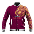 Personalized Brisbane Lions Polynesian Baseball Jacket Tribal Chest and Sleeve Tattoo Heritage Warrior