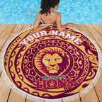 Personalized Brisbane Lions Polynesian Beach Blanket Tribal Chest and Sleeve Tattoo Heritage Warrior