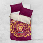 Personalized Brisbane Lions Polynesian Bedding Set Tribal Chest and Sleeve Tattoo Heritage Warrior
