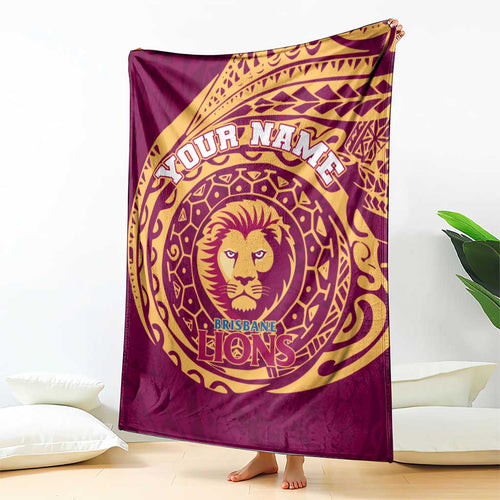 Personalized Brisbane Lions Polynesian Blanket Tribal Chest and Sleeve Tattoo Heritage Warrior