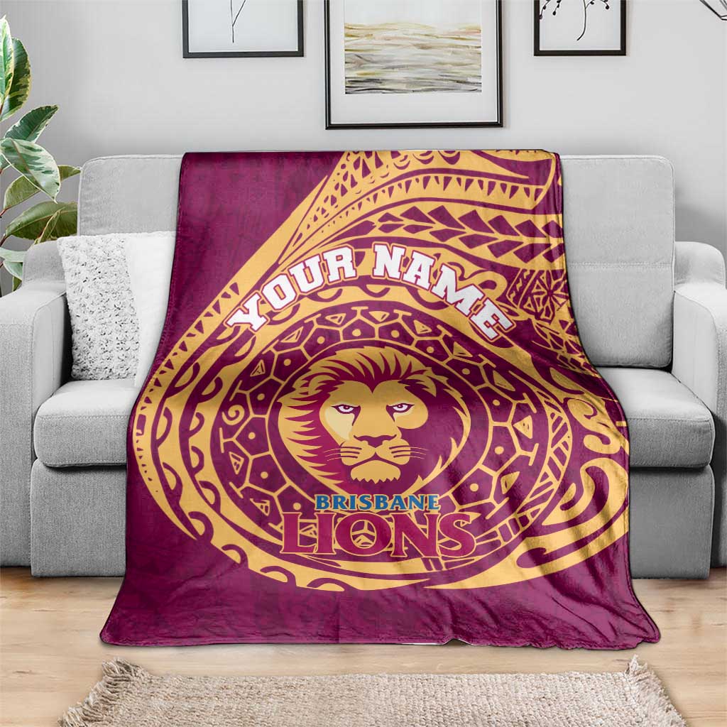 Personalized Brisbane Lions Polynesian Blanket Tribal Chest and Sleeve Tattoo Heritage Warrior
