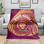 Personalized Brisbane Lions Polynesian Blanket Tribal Chest and Sleeve Tattoo Heritage Warrior