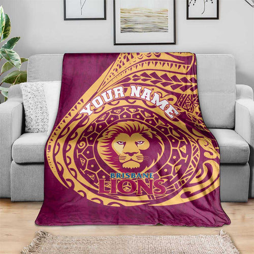 Personalized Brisbane Lions Polynesian Blanket Tribal Chest and Sleeve Tattoo Heritage Warrior