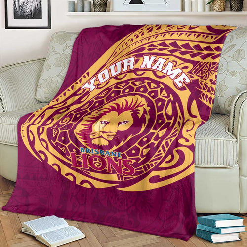 Personalized Brisbane Lions Polynesian Blanket Tribal Chest and Sleeve Tattoo Heritage Warrior