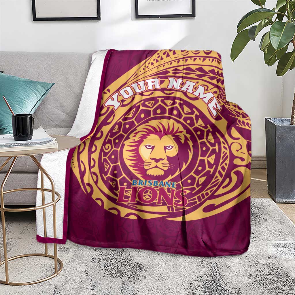 Personalized Brisbane Lions Polynesian Blanket Tribal Chest and Sleeve Tattoo Heritage Warrior