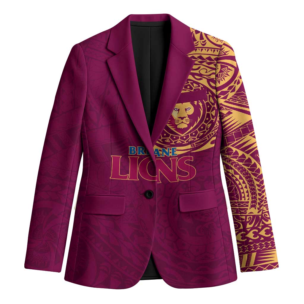 Personalized Brisbane Lions Polynesian Blazer Tribal Chest and Sleeve Tattoo Heritage Warrior