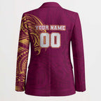 Personalized Brisbane Lions Polynesian Blazer Tribal Chest and Sleeve Tattoo Heritage Warrior