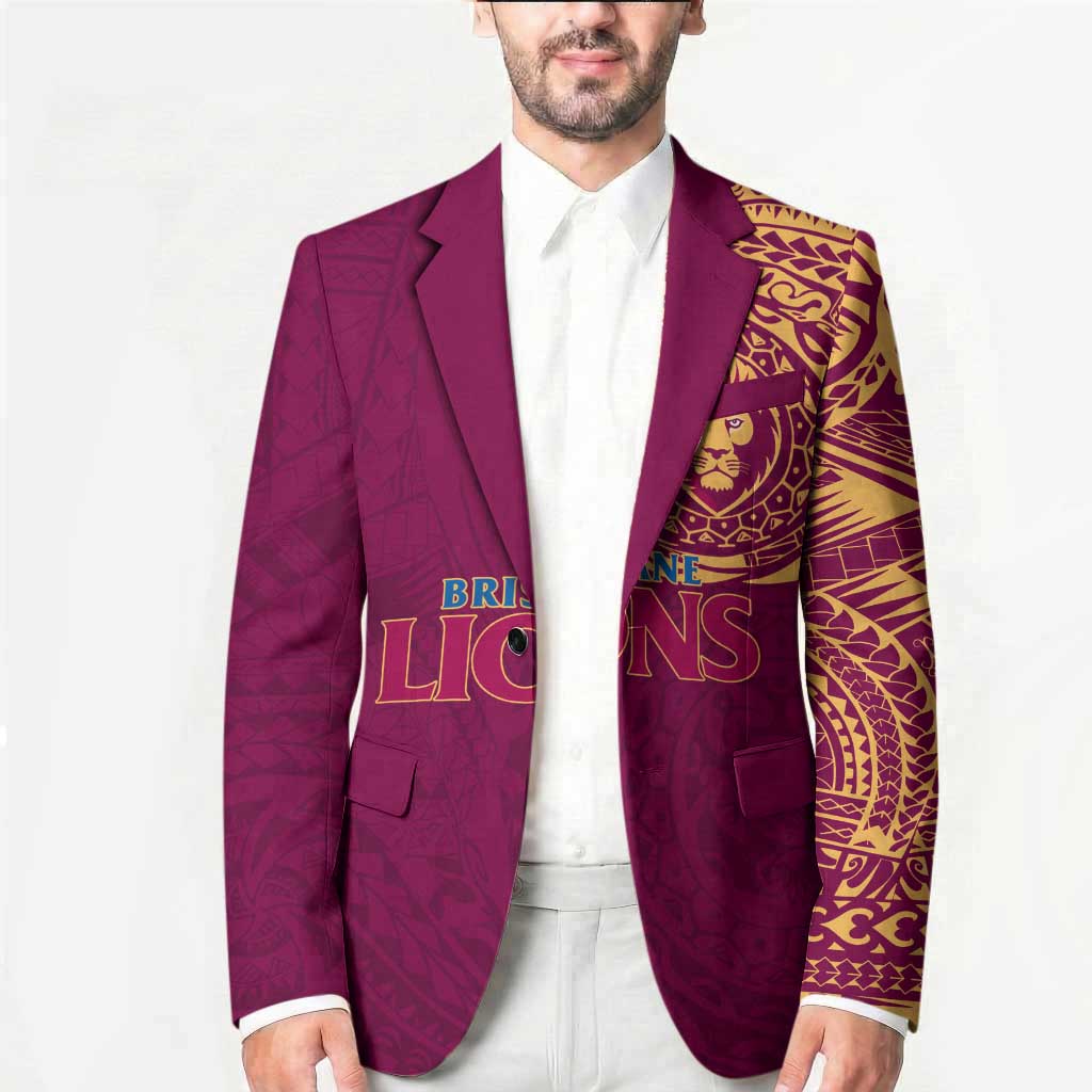 Personalized Brisbane Lions Polynesian Blazer Tribal Chest and Sleeve Tattoo Heritage Warrior