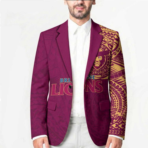 Personalized Brisbane Lions Polynesian Blazer Tribal Chest and Sleeve Tattoo Heritage Warrior