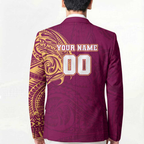 Personalized Brisbane Lions Polynesian Blazer Tribal Chest and Sleeve Tattoo Heritage Warrior