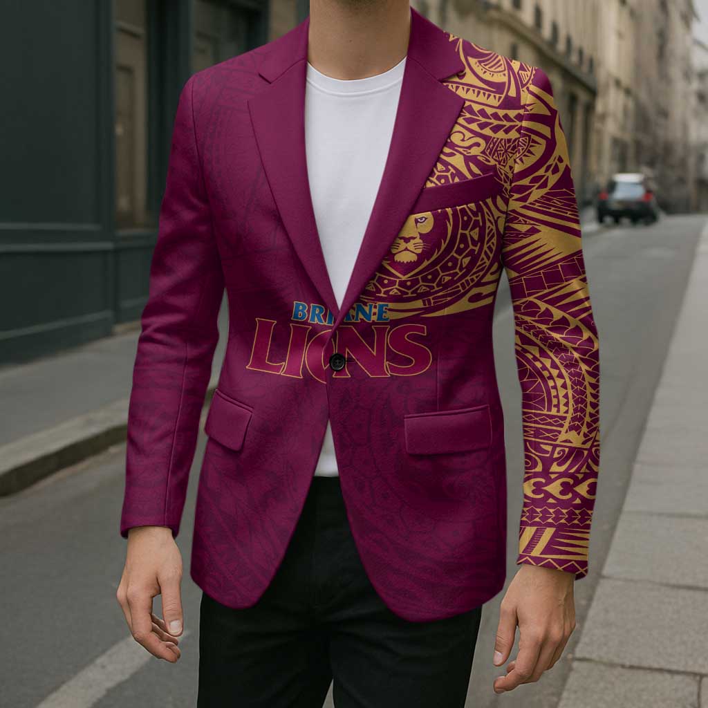 Personalized Brisbane Lions Polynesian Blazer Tribal Chest and Sleeve Tattoo Heritage Warrior