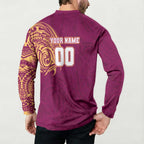 Personalized Brisbane Lions Polynesian Button Sweatshirt Tribal Chest and Sleeve Tattoo Heritage Warrior