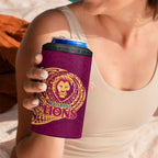 Personalized Brisbane Lions Polynesian 4 in 1 Can Cooler Tumbler Tribal Chest and Sleeve Tattoo Heritage Warrior
