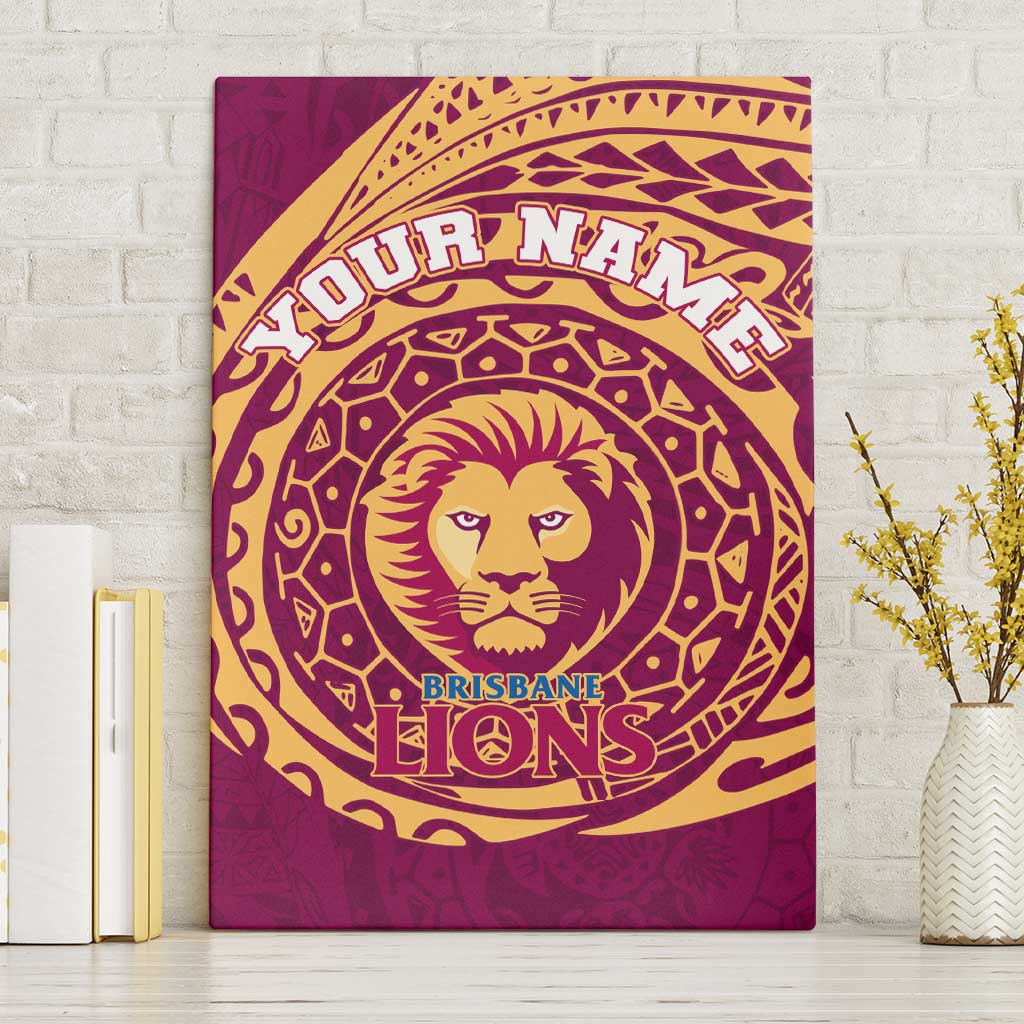 Personalized Brisbane Lions Polynesian Canvas Wall Art Tribal Chest and Sleeve Tattoo Heritage Warrior