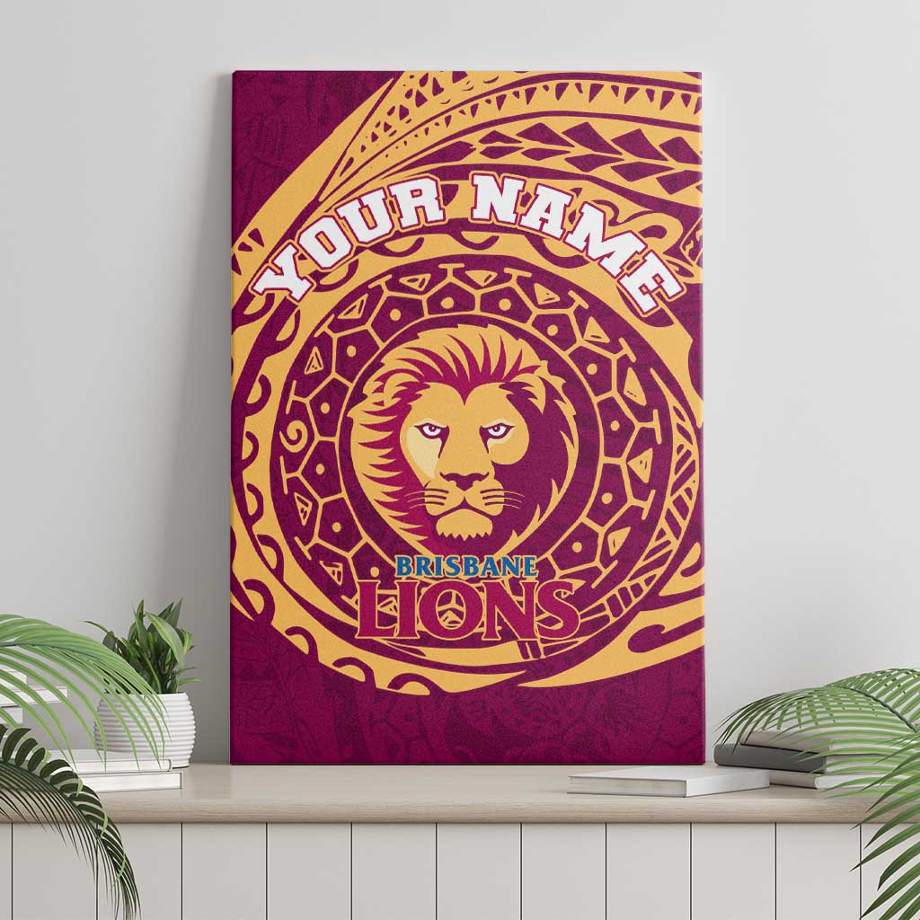 Personalized Brisbane Lions Polynesian Canvas Wall Art Tribal Chest and Sleeve Tattoo Heritage Warrior