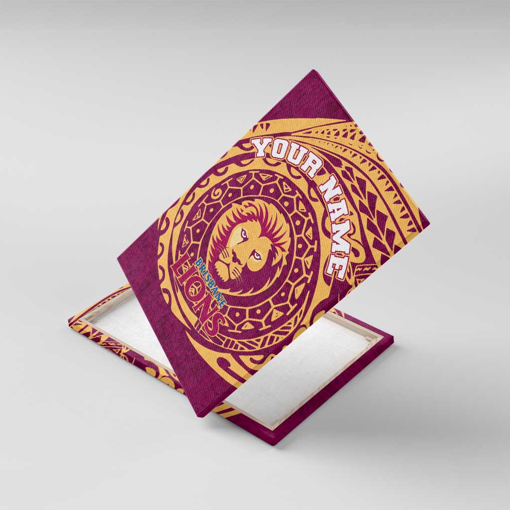 Personalized Brisbane Lions Polynesian Canvas Wall Art Tribal Chest and Sleeve Tattoo Heritage Warrior