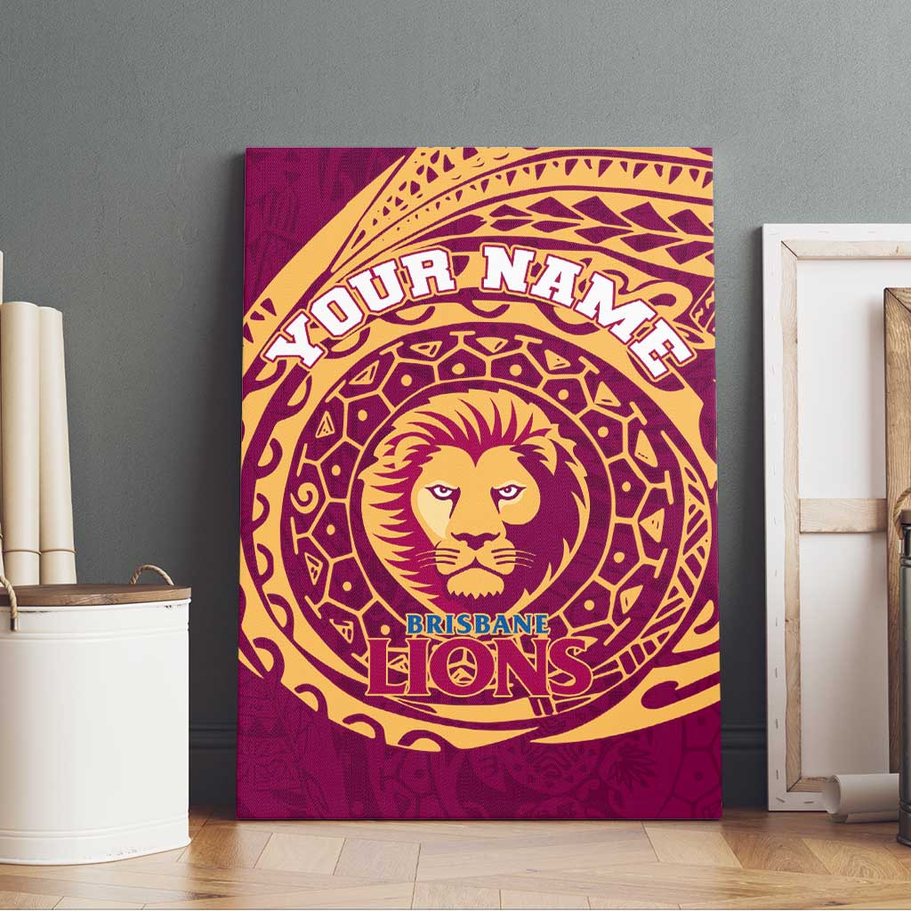 Personalized Brisbane Lions Polynesian Canvas Wall Art Tribal Chest and Sleeve Tattoo Heritage Warrior
