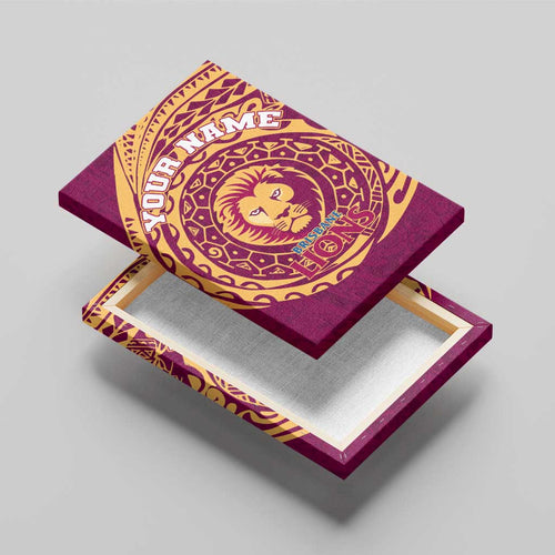 Personalized Brisbane Lions Polynesian Canvas Wall Art Tribal Chest and Sleeve Tattoo Heritage Warrior