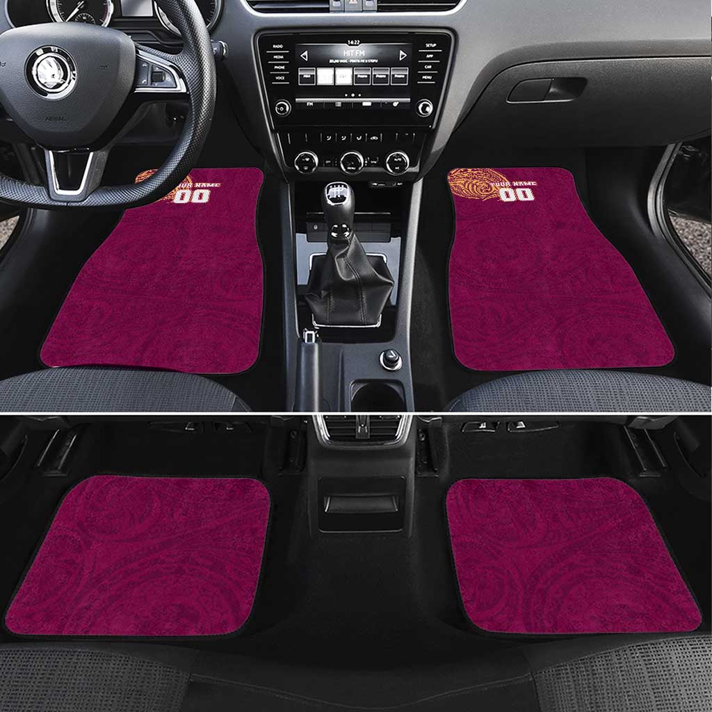 Personalized Brisbane Lions Polynesian Car Mats Tribal Chest and Sleeve Tattoo Heritage Warrior