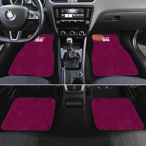 Personalized Brisbane Lions Polynesian Car Mats Tribal Chest and Sleeve Tattoo Heritage Warrior