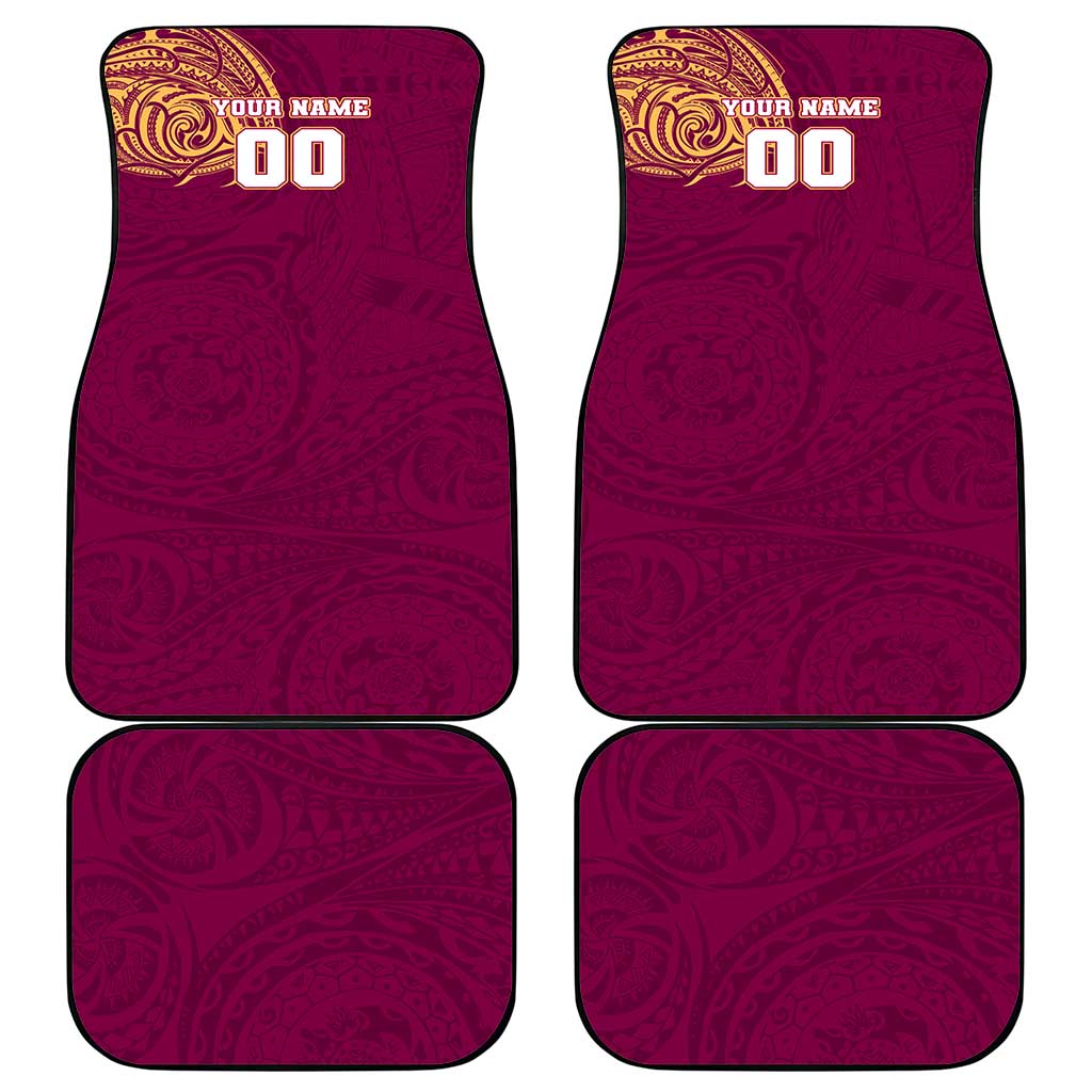 Personalized Brisbane Lions Polynesian Car Mats Tribal Chest and Sleeve Tattoo Heritage Warrior