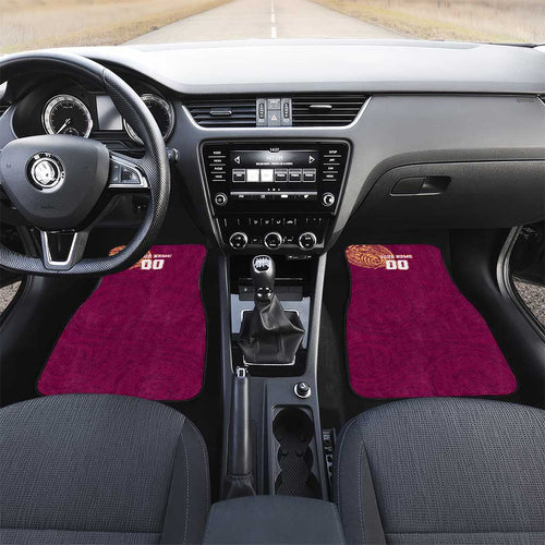 Personalized Brisbane Lions Polynesian Car Mats Tribal Chest and Sleeve Tattoo Heritage Warrior