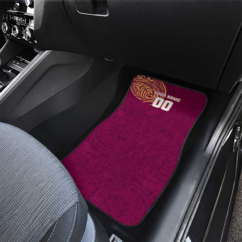 Personalized Brisbane Lions Polynesian Car Mats Tribal Chest and Sleeve Tattoo Heritage Warrior