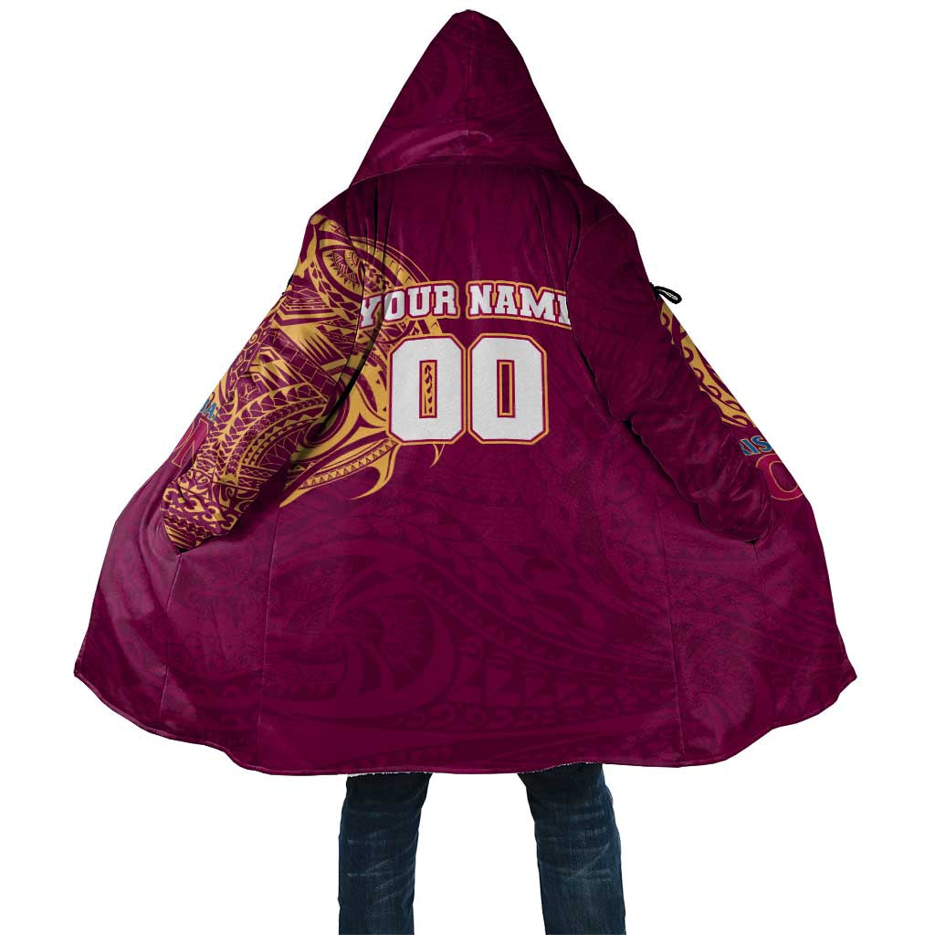 Personalized Brisbane Lions Polynesian Cloak Tribal Chest and Sleeve Tattoo Heritage Warrior