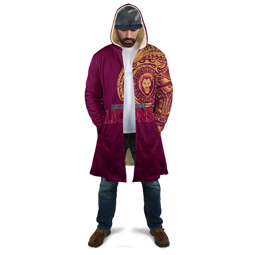 Personalized Brisbane Lions Polynesian Cloak Tribal Chest and Sleeve Tattoo Heritage Warrior