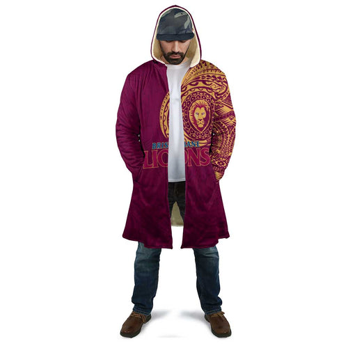 Personalized Brisbane Lions Polynesian Cloak Tribal Chest and Sleeve Tattoo Heritage Warrior