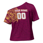 Personalized Brisbane Lions Polynesian Cross Shoulder Shirt Tribal Chest and Sleeve Tattoo Heritage Warrior