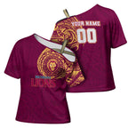 Personalized Brisbane Lions Polynesian Cross Shoulder Shirt Tribal Chest and Sleeve Tattoo Heritage Warrior