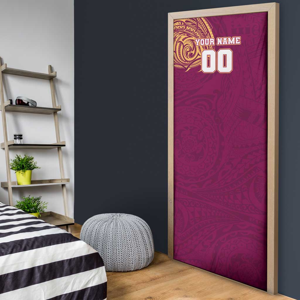 Personalized Brisbane Lions Polynesian Door Cover Tribal Chest and Sleeve Tattoo Heritage Warrior
