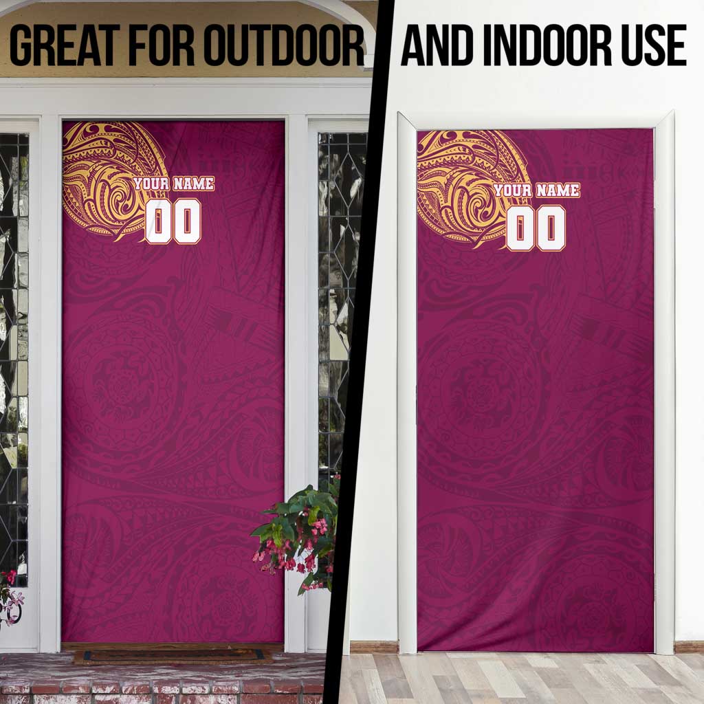 Personalized Brisbane Lions Polynesian Door Cover Tribal Chest and Sleeve Tattoo Heritage Warrior