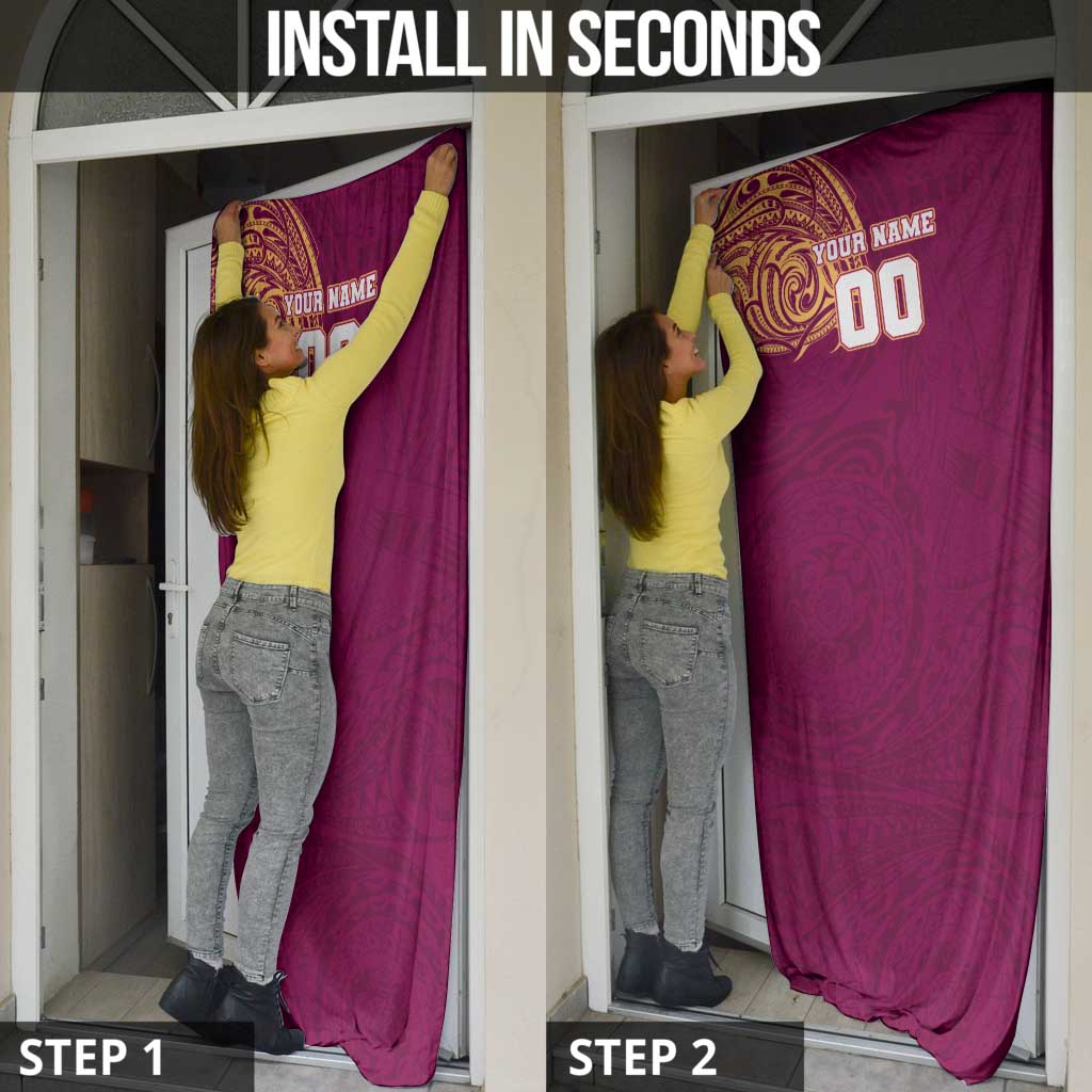Personalized Brisbane Lions Polynesian Door Cover Tribal Chest and Sleeve Tattoo Heritage Warrior