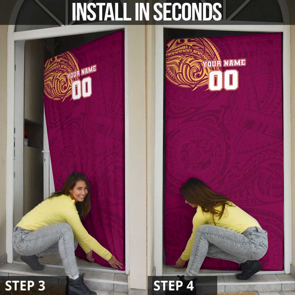 Personalized Brisbane Lions Polynesian Door Cover Tribal Chest and Sleeve Tattoo Heritage Warrior
