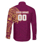 Personalized Brisbane Lions Polynesian Family Matching Mermaid Dress and Hawaiian Shirt Tribal Chest and Sleeve Tattoo Heritage Warrior