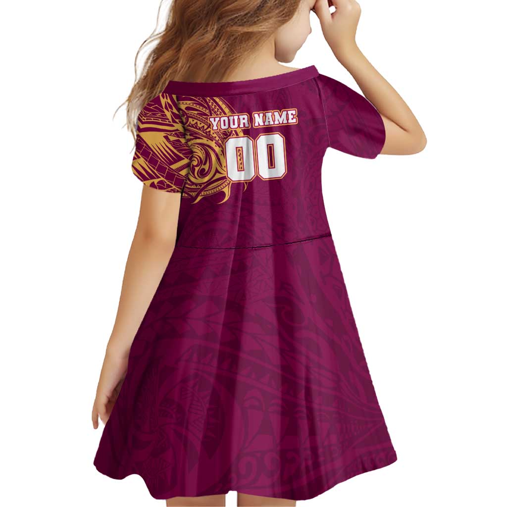 Personalized Brisbane Lions Polynesian Family Matching Off The Shoulder Long Sleeve Dress and Hawaiian Shirt Tribal Chest and Sleeve Tattoo Heritage Warrior