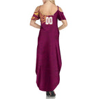 Personalized Brisbane Lions Polynesian Family Matching Summer Maxi Dress and Hawaiian Shirt Tribal Chest and Sleeve Tattoo Heritage Warrior